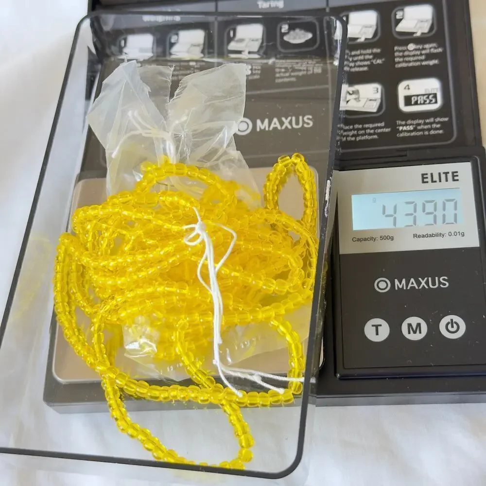 Translucent Iridescent Yellow 6/0 Murano Glass Seed Beads Hank Vintage Lot 43 gr